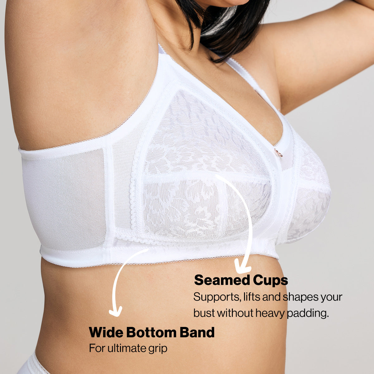 Nykd By Nykaa Ultimate No Bulge, Shape & Support Non Padded Non Wired Lace Bra NYB033 White