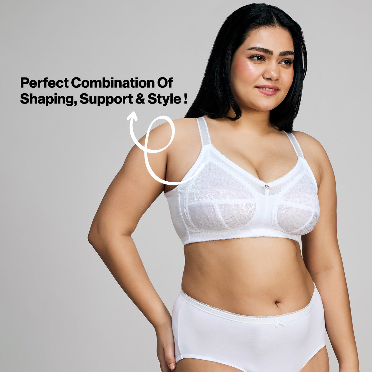 Nykd By Nykaa Ultimate No Bulge, Shape & Support Non Padded Non Wired Lace Bra NYB033 White