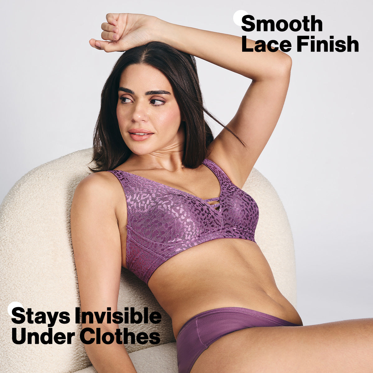 Nykd By Nykaa Luxe Shiny Lace Everyday Non Padded Non-Wired Bra NYB038 Berry C