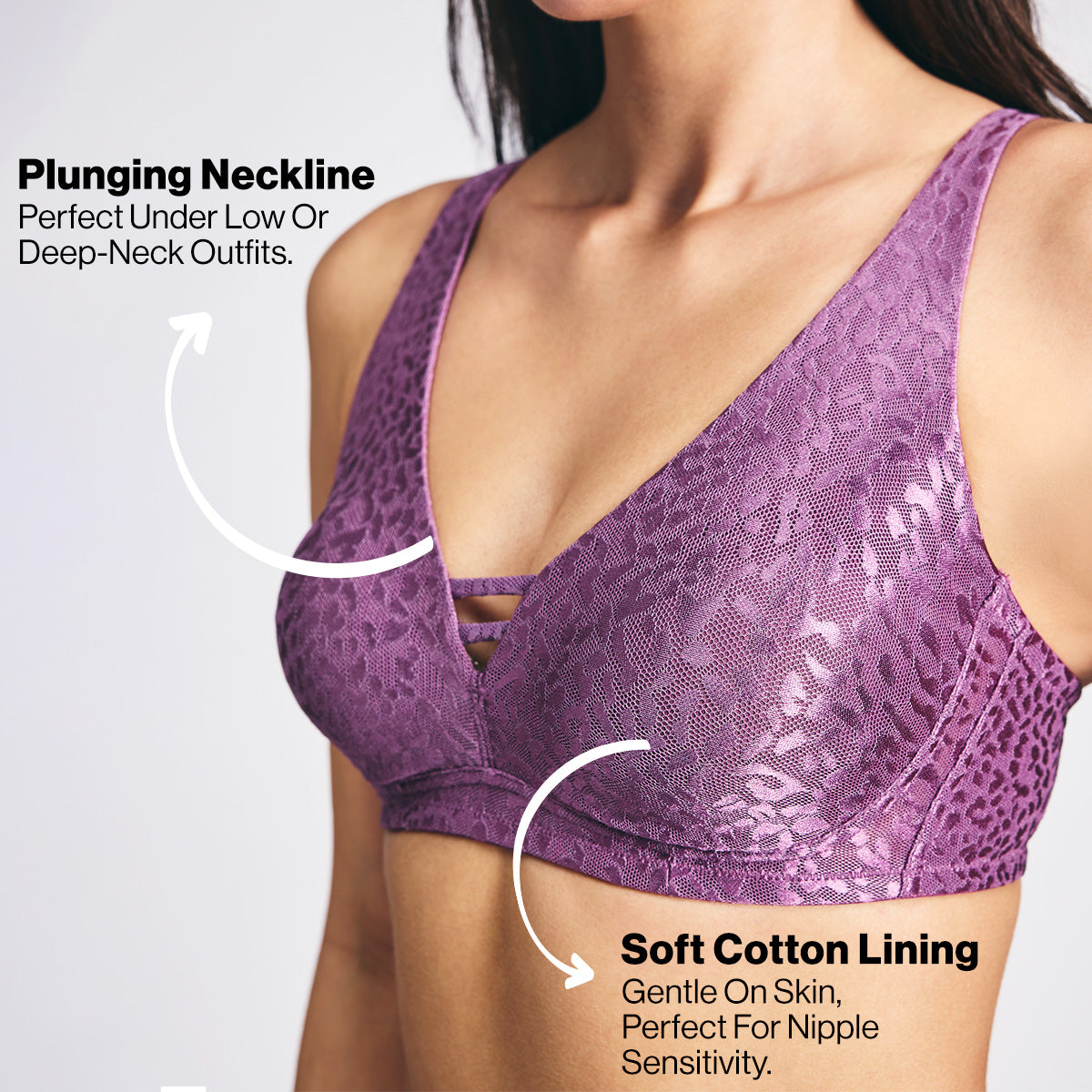 Nykd By Nykaa Luxe Shiny Lace Everyday Non Padded Non-Wired Bra NYB038 Berry C