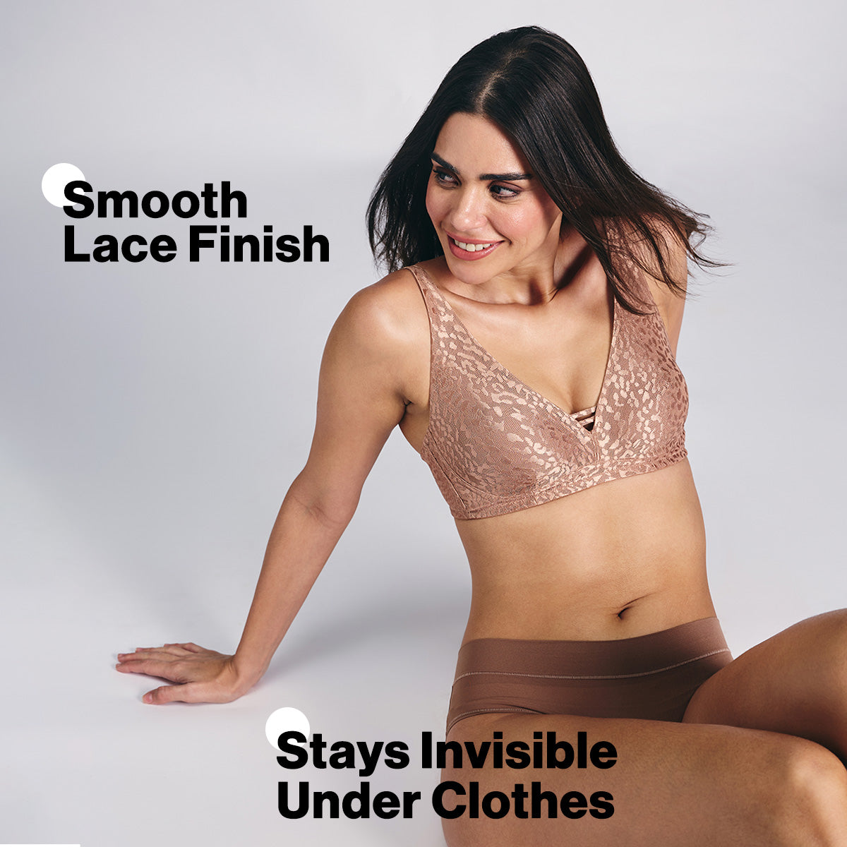 Nykd By Nykaa Luxe Shiny Lace Everyday Non Padded Non-Wired Bra NYB038 Cocoa
