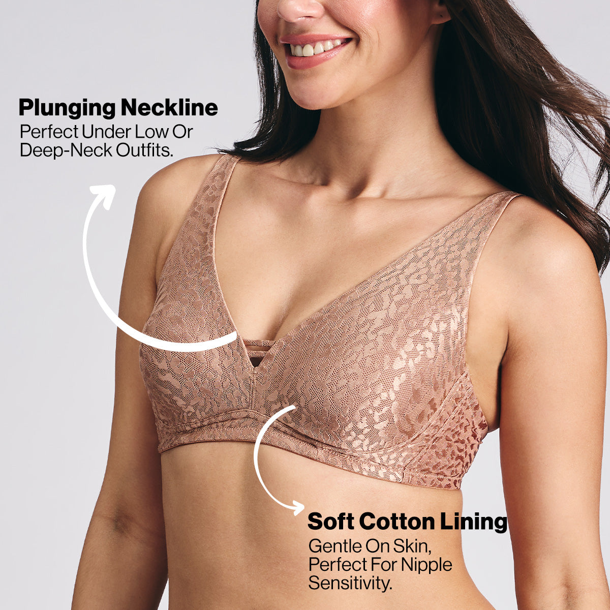 Nykd By Nykaa Luxe Shiny Lace Everyday Non Padded Non-Wired Bra NYB038 Cocoa