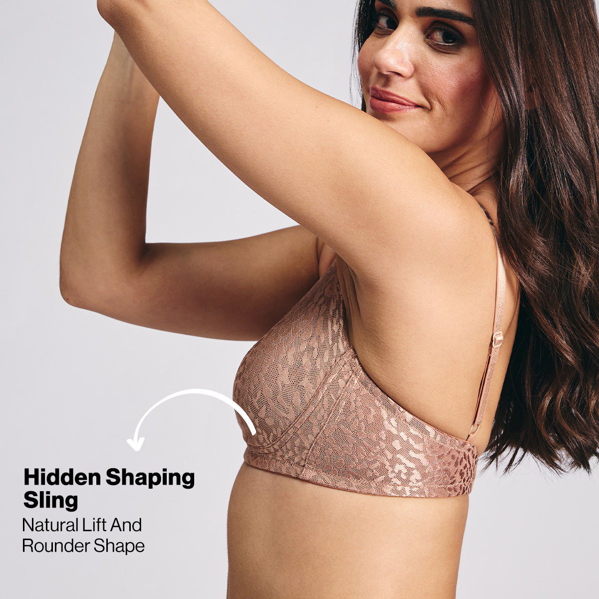 Nykd By Nykaa Luxe Shiny Lace Everyday Non Padded Non-Wired Bra NYB038 Cocoa