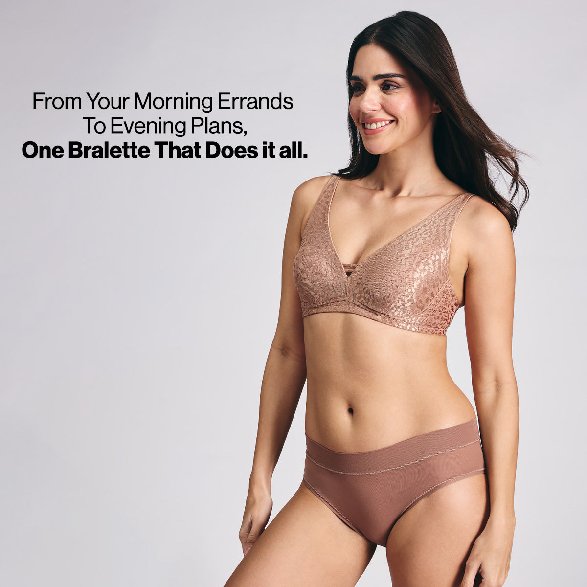 Nykd By Nykaa Luxe Shiny Lace Everyday Non Padded Non-Wired Bra NYB038 Cocoa