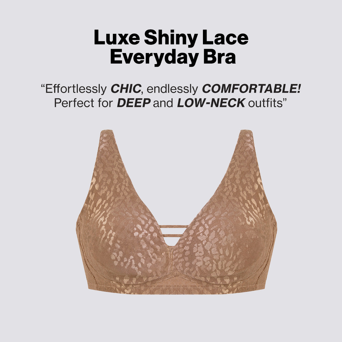 Nykd By Nykaa Luxe Shiny Lace Everyday Non Padded Non-Wired Bra NYB038 Cocoa