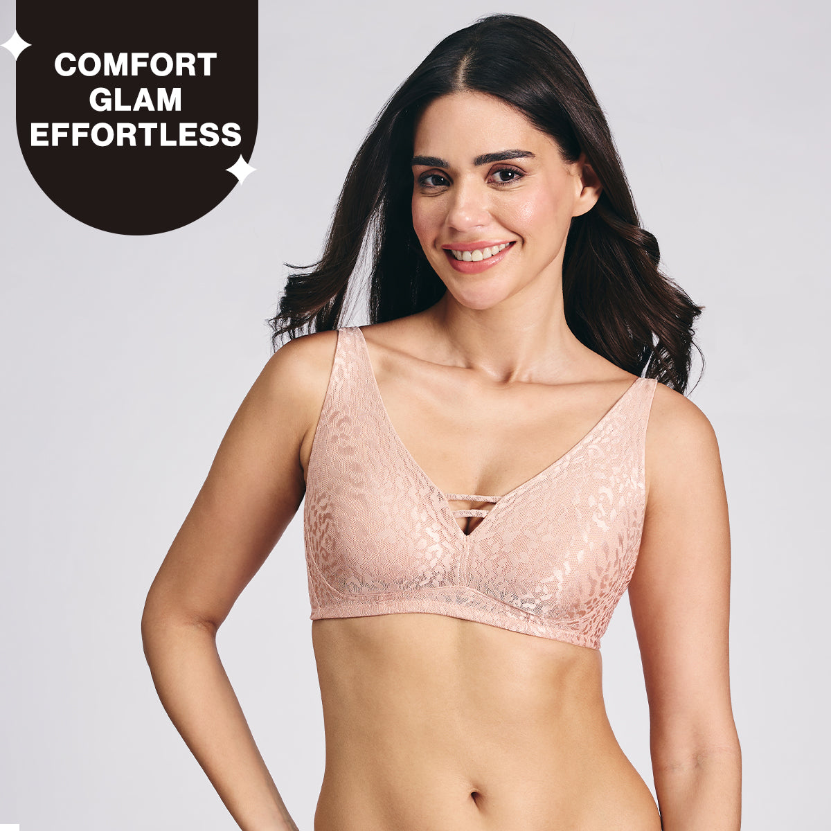 Nykd By Nykaa Luxe Shiny Lace Everyday Non Padded Non-Wired Bra NYB038 P Nude
