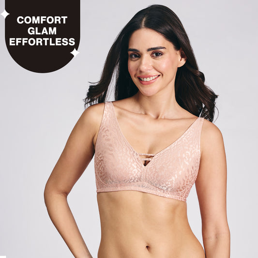 Nykd By Nykaa Luxe Shiny Lace Everyday Non Padded Non-Wired Bra NYB038 P Nude