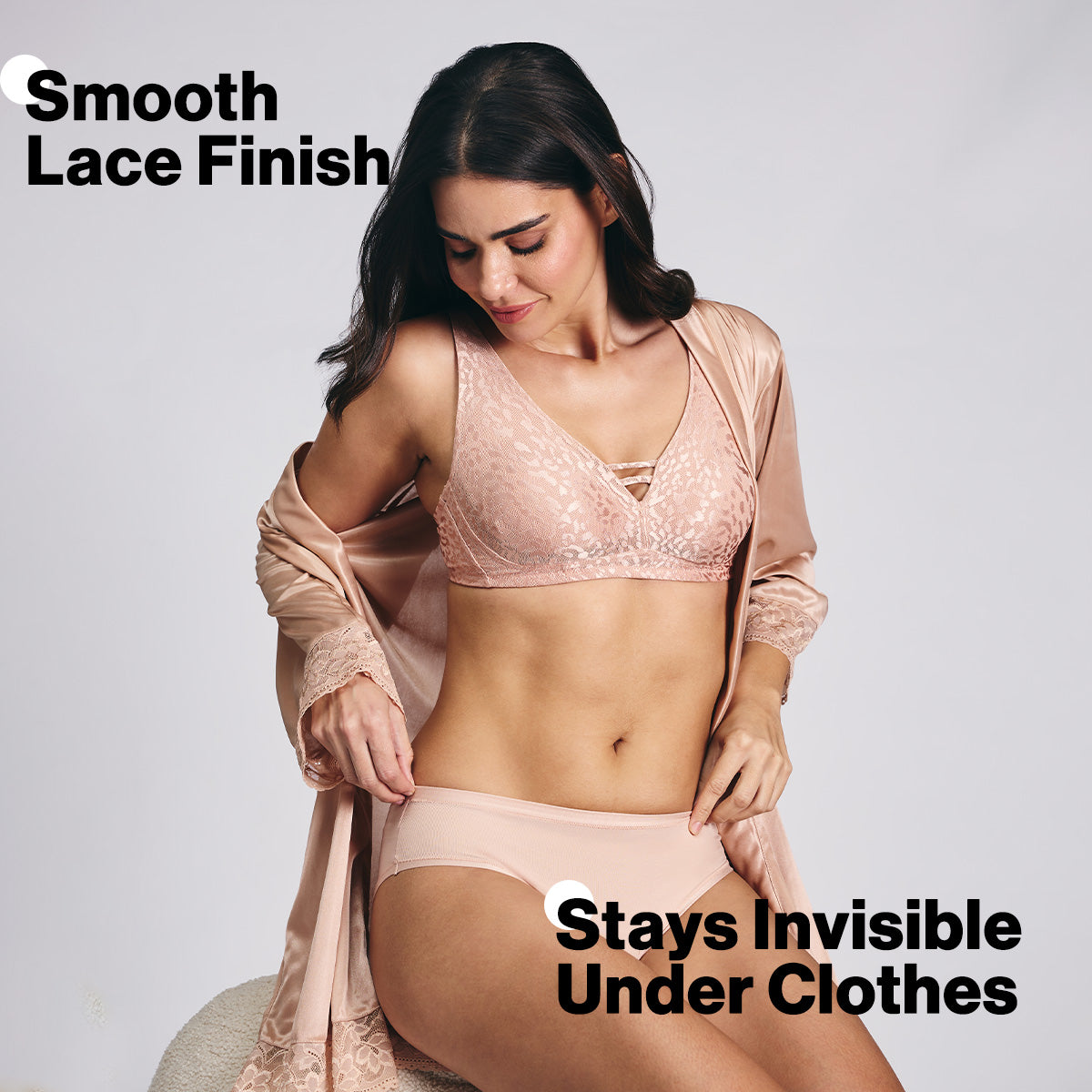 Nykd By Nykaa Luxe Shiny Lace Everyday Non Padded Non-Wired Bra NYB038 P Nude
