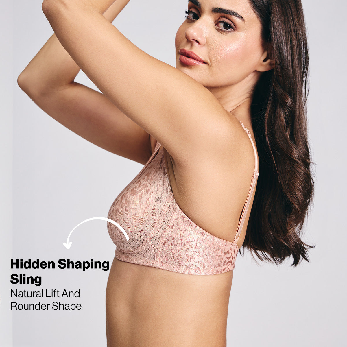 Nykd By Nykaa Luxe Shiny Lace Everyday Non Padded Non-Wired Bra NYB038 P Nude