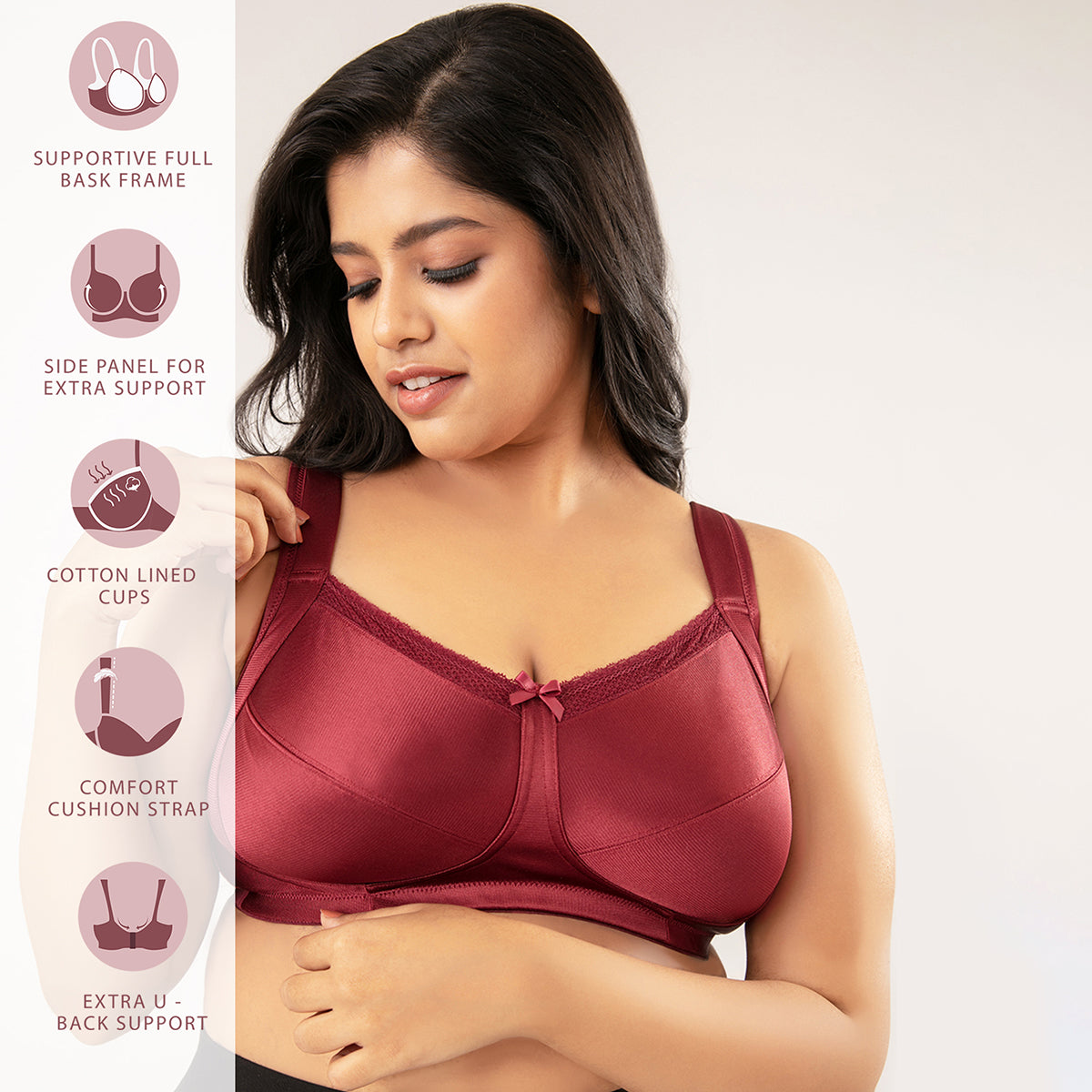 Lift Me Up Bra-NYB042-Maroon