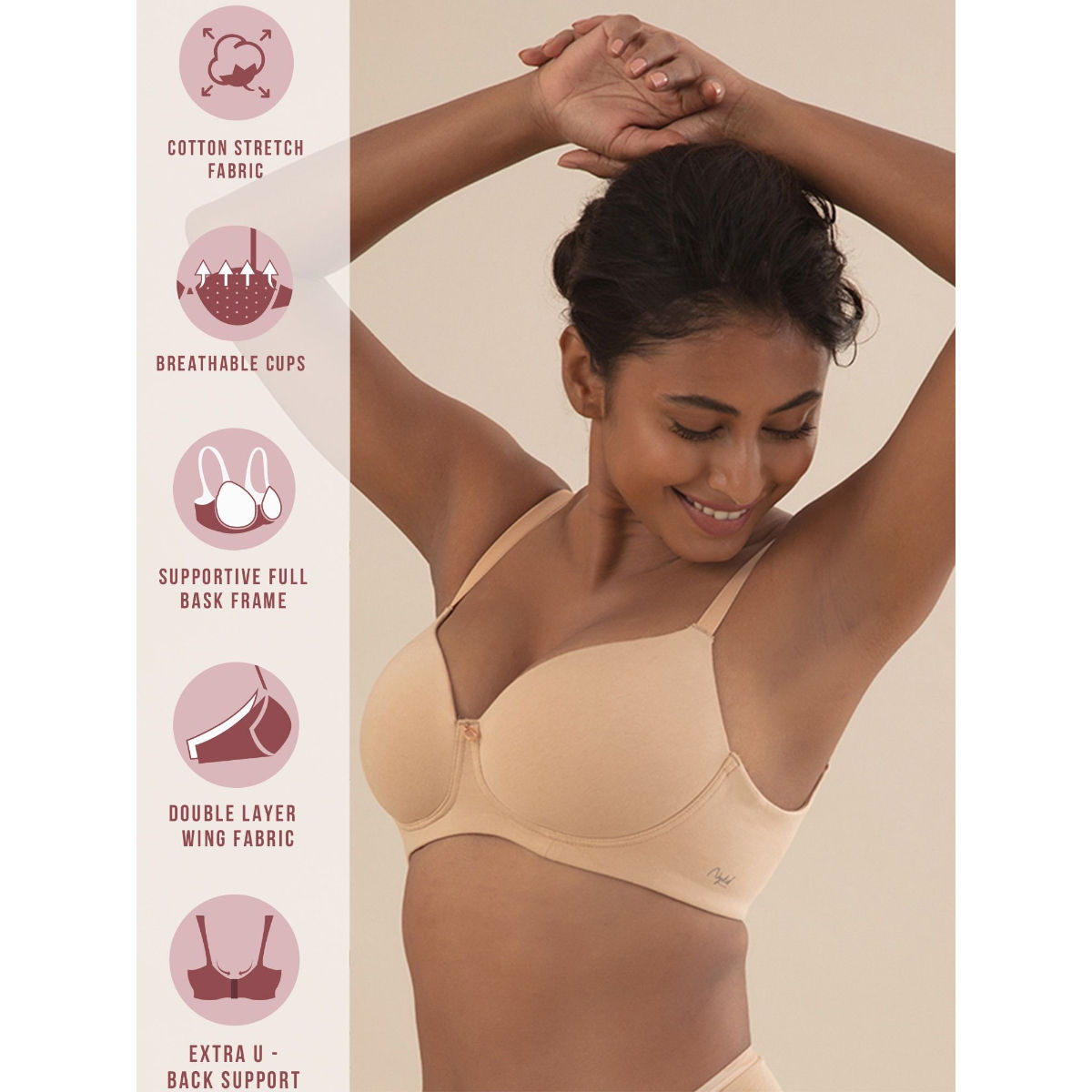 Cups of Joy Wire-free Shaping Bra-NYB094-Sand