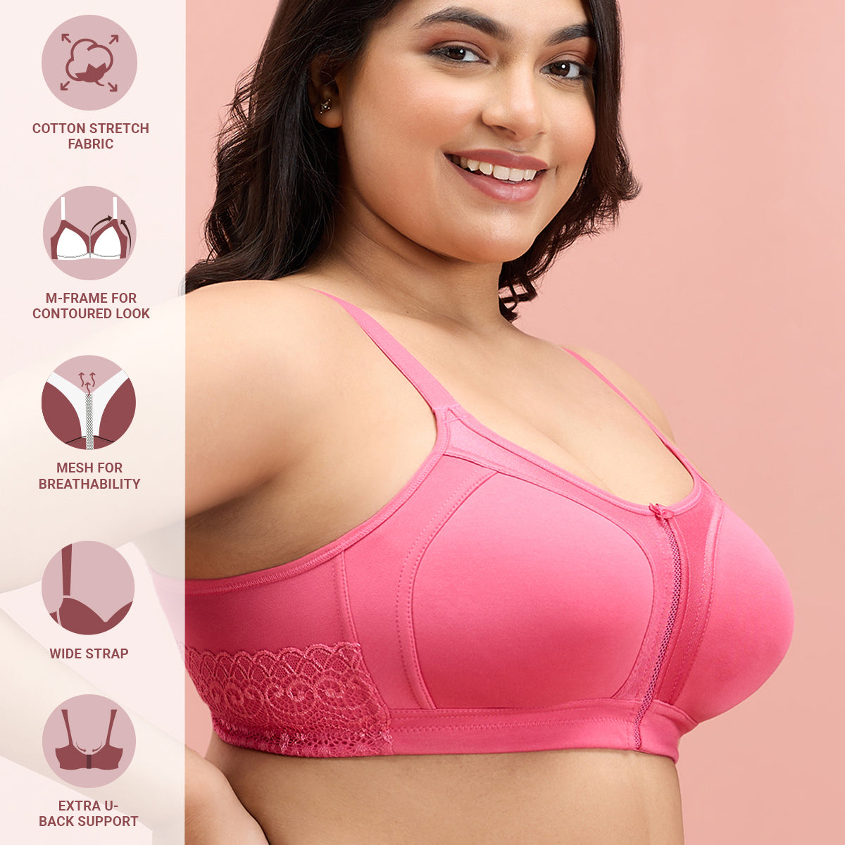 Nykd by Nykaa Support Me Pretty Bra-Pink NYB101