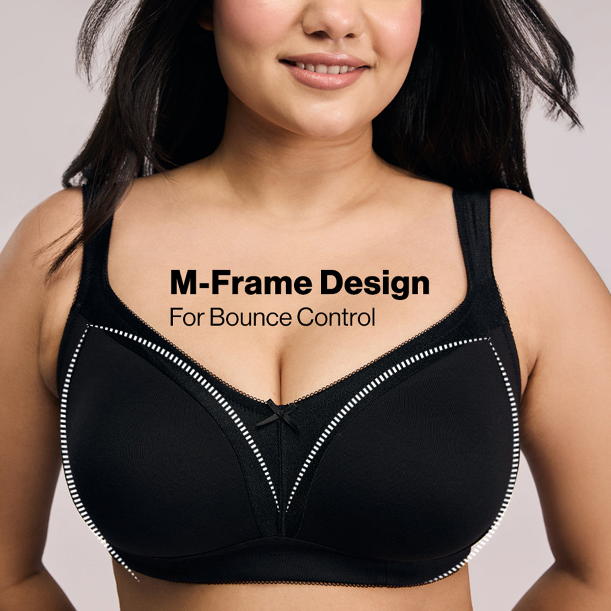 Nykd by Nykaa Ultimate M-Frame Bounce Control Cotton Non Padded Non Wired Bra-Satin Black NYB101