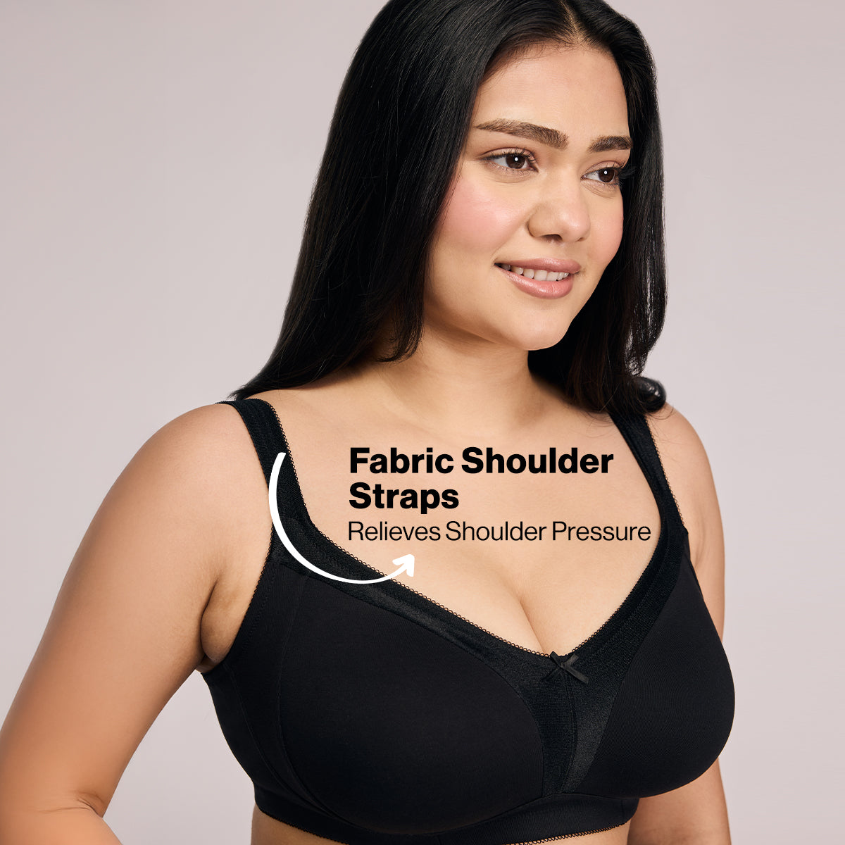 Nykd by Nykaa Ultimate M-Frame Bounce Control Cotton Non Padded Non Wired Bra-Satin Black NYB101