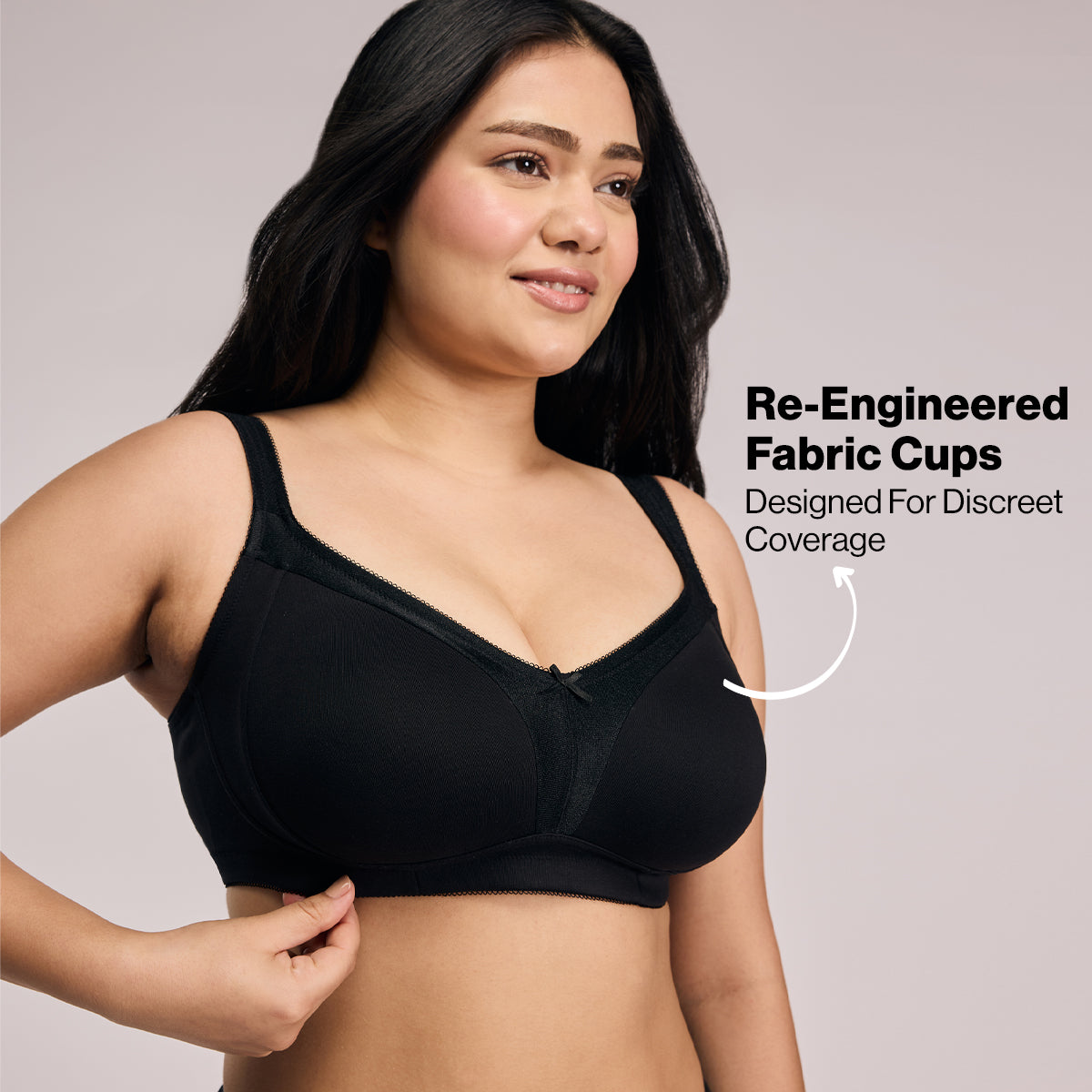 Nykd by Nykaa Ultimate M-Frame Bounce Control Cotton Non Padded Non Wired Bra-Satin Black NYB101