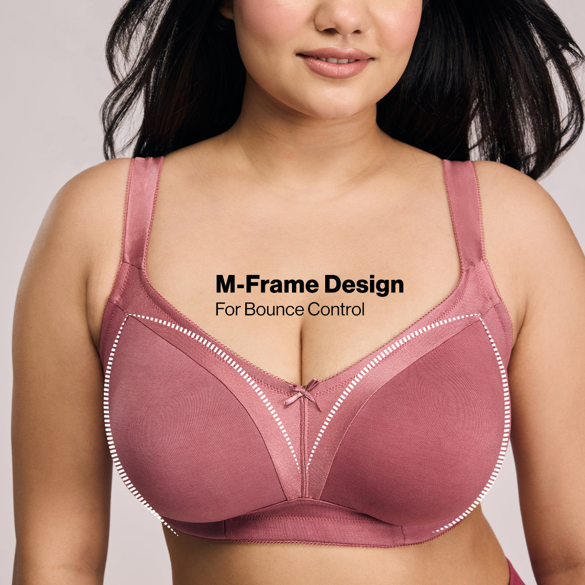 Nykd by Nykaa Ultimate M-Frame Bounce Control Cotton Non Padded Non Wired Bra-Satin Rose NYB101