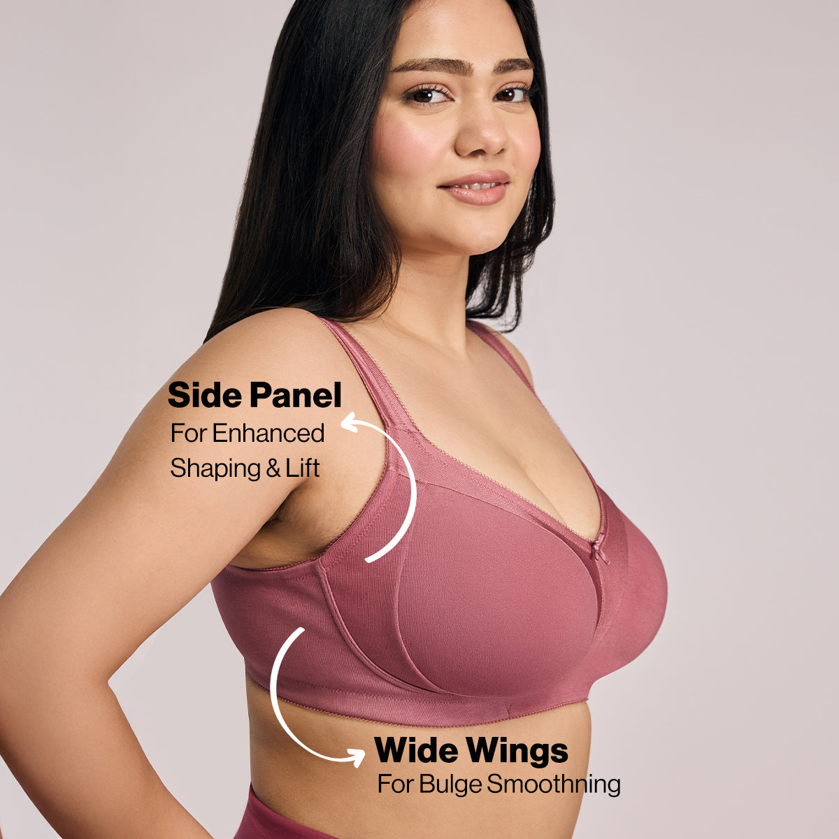 Nykd by Nykaa Ultimate M-Frame Bounce Control Cotton Non Padded Non Wired Bra-Satin Rose NYB101