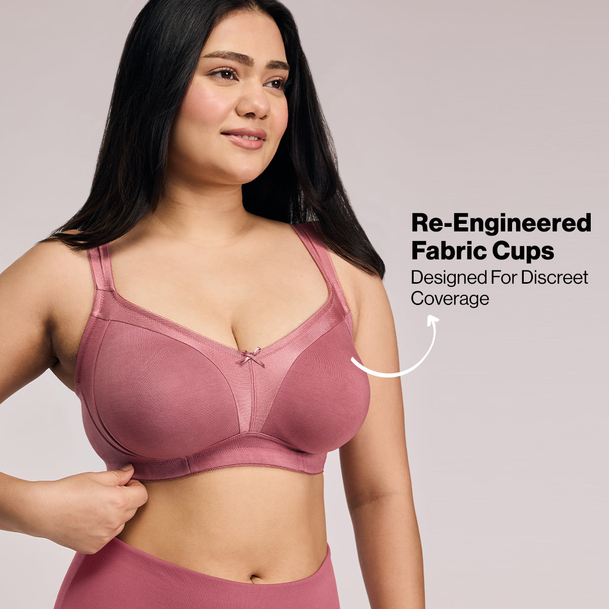 Nykd by Nykaa Ultimate M-Frame Bounce Control Cotton Non Padded Non Wired Bra-Satin Rose NYB101