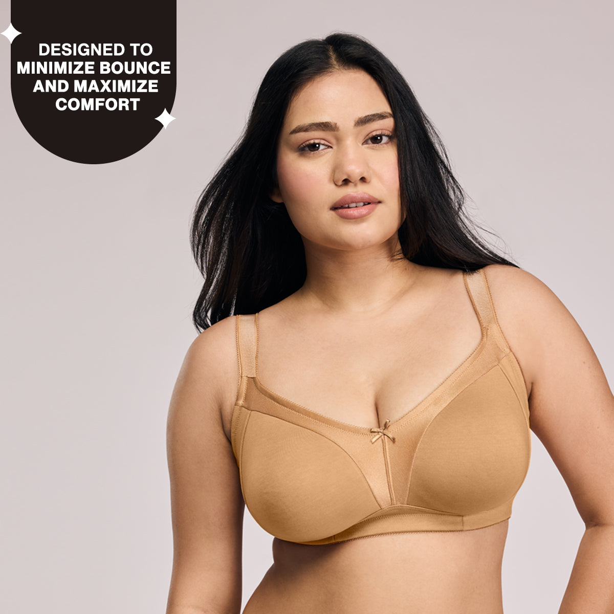 Nykd by Nykaa Ultimate M-Frame Bounce Control Cotton Non Padded Non Wired Bra-Satin Tan NYB101