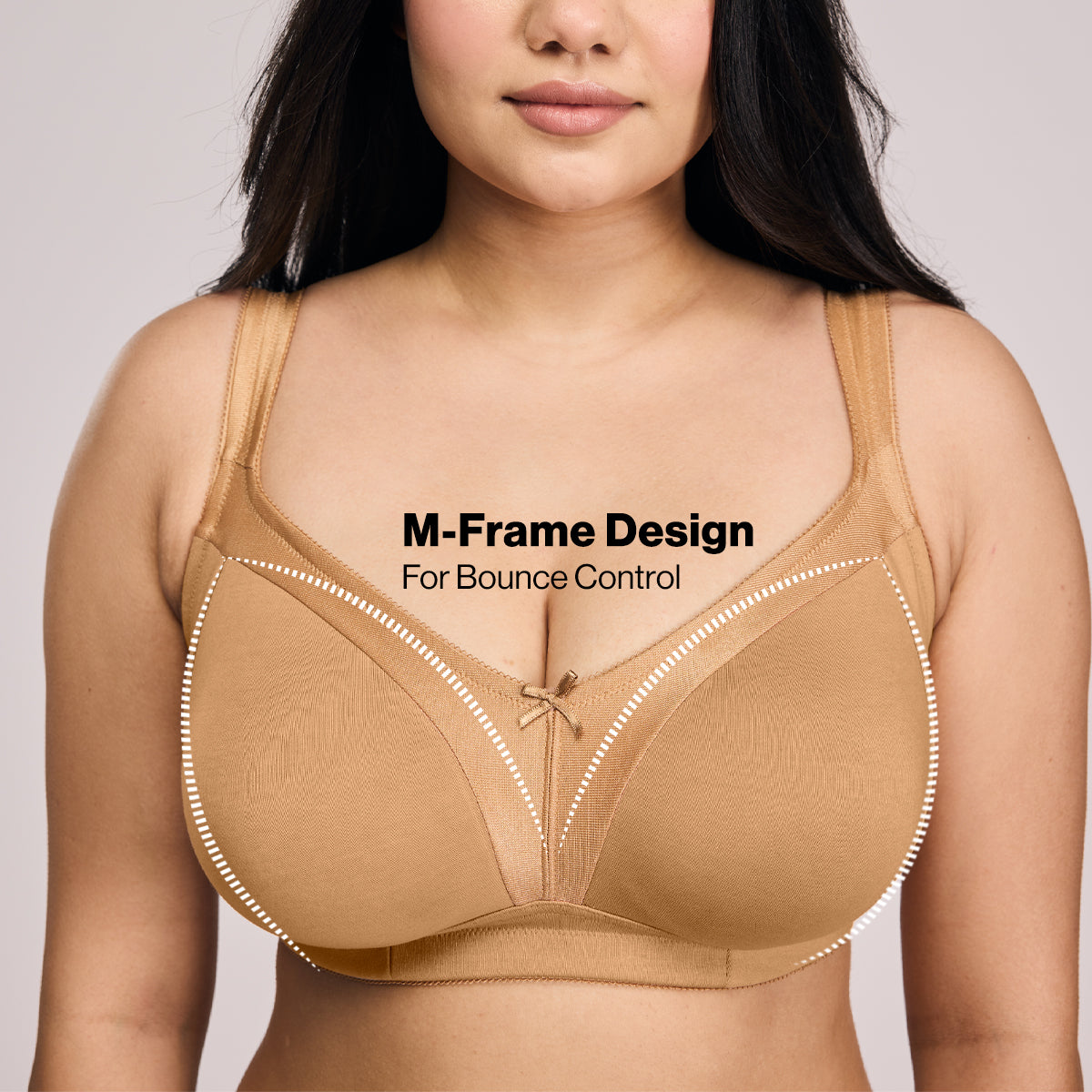 Nykd by Nykaa Ultimate M-Frame Bounce Control Cotton Non Padded Non Wired Bra-Satin Tan NYB101