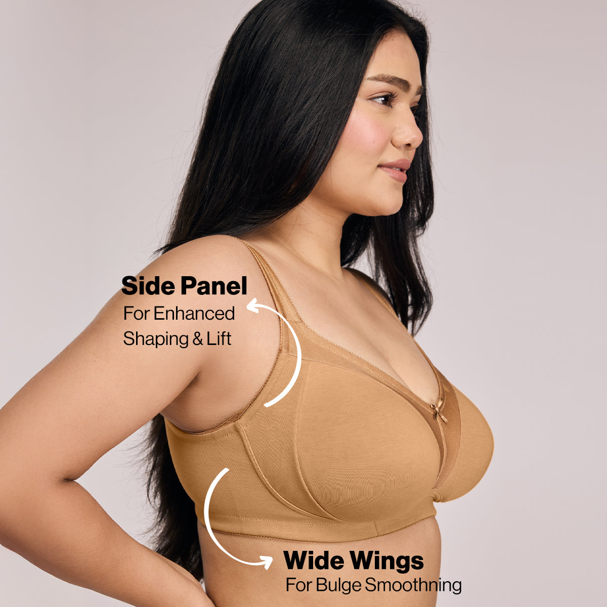 Nykd by Nykaa Ultimate M-Frame Bounce Control Cotton Non Padded Non Wired Bra-Satin Tan NYB101