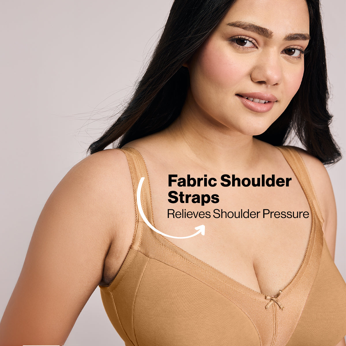 Nykd by Nykaa Ultimate M-Frame Bounce Control Cotton Non Padded Non Wired Bra-Satin Tan NYB101
