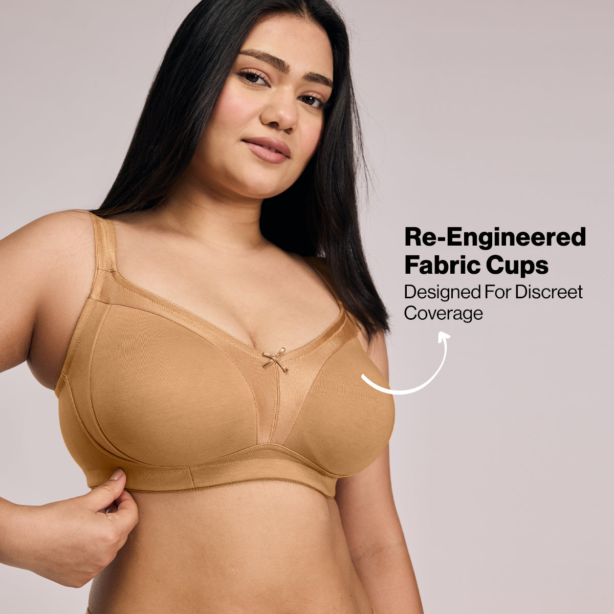 Nykd by Nykaa Ultimate M-Frame Bounce Control Cotton Non Padded Non Wired Bra-Satin Tan NYB101