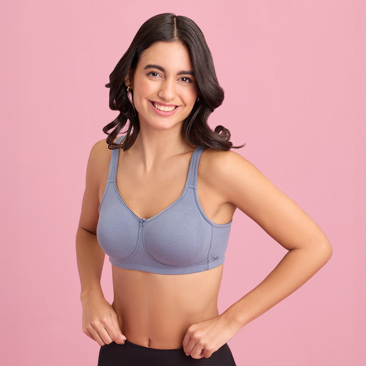 Nykd By Nykaa No Sweat Breast Separating Breathe Cotton Non Padded Non Wired Bra Blue