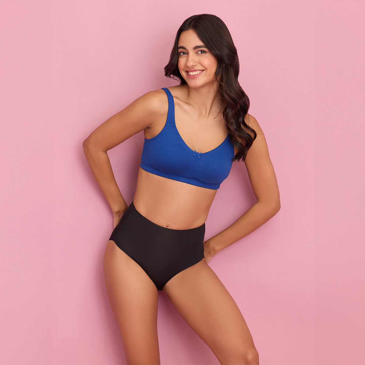 Nykd By Nykaa No Sweat Breast Separating Breathe Cotton Non Padded Non Wired Bra Light Blue