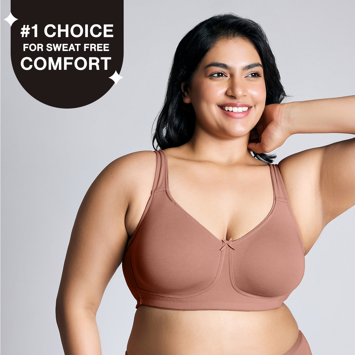 No Sweat Breast Separating Breathe Cotton Non Padded Non Wired Bra - NYB105 B.Pink