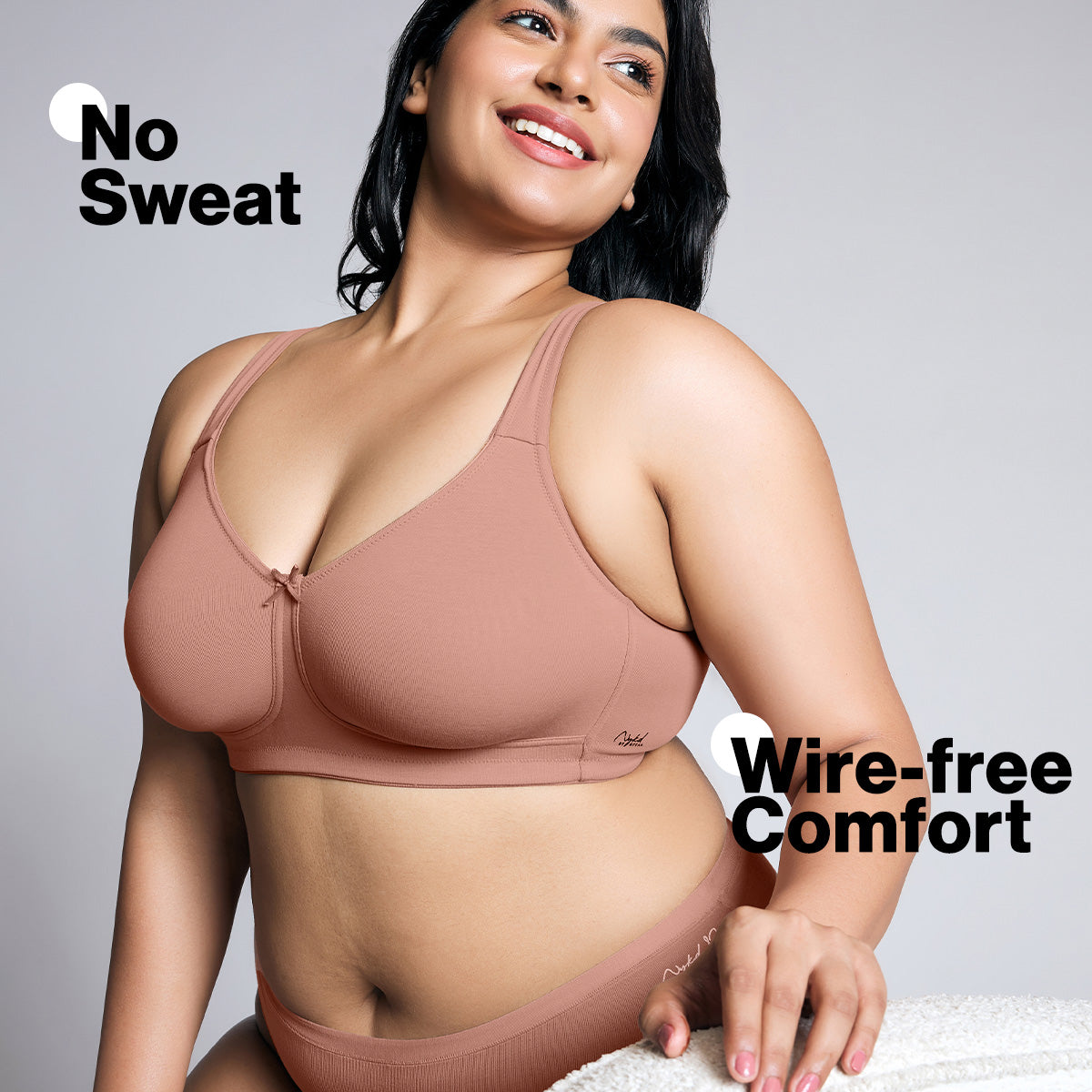 No Sweat Breast Separating Breathe Cotton Non Padded Non Wired Bra - NYB105 B.Pink