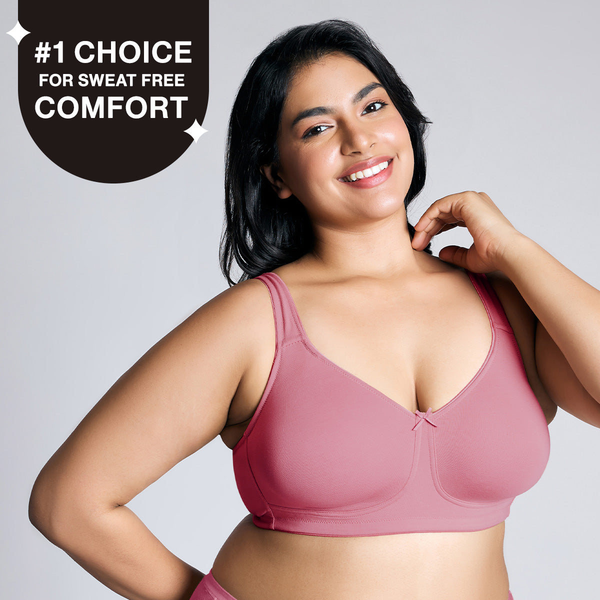 No Sweat Breast Separating Breathe Cotton Non Padded Non Wired Bra - NYB105 Blush