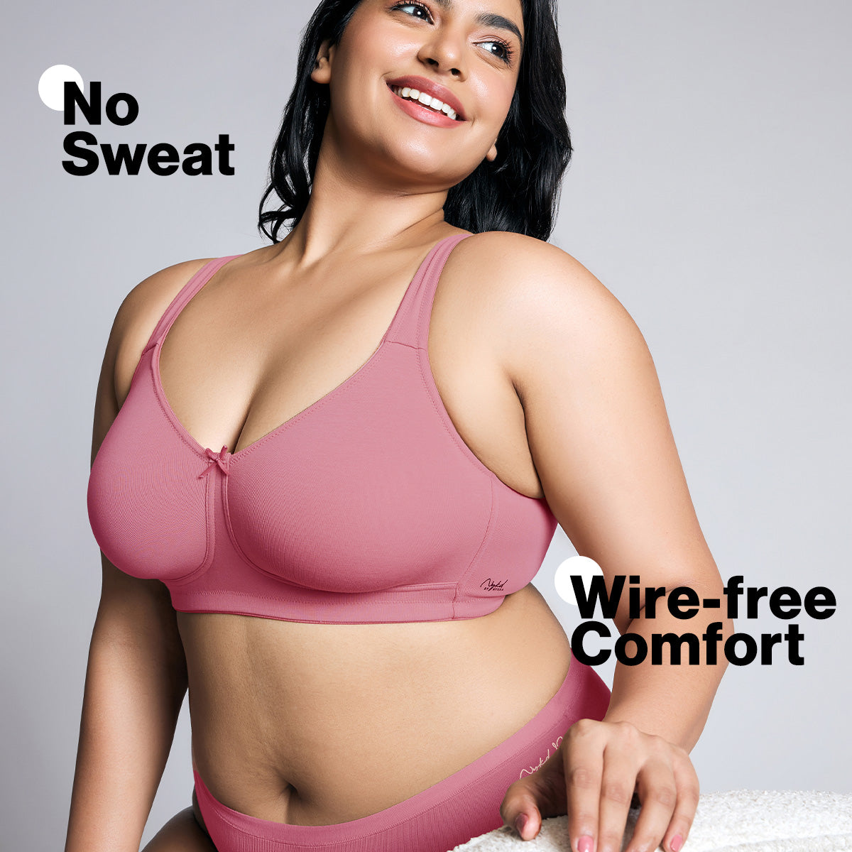 No Sweat Breast Separating Breathe Cotton Non Padded Non Wired Bra - NYB105 Blush