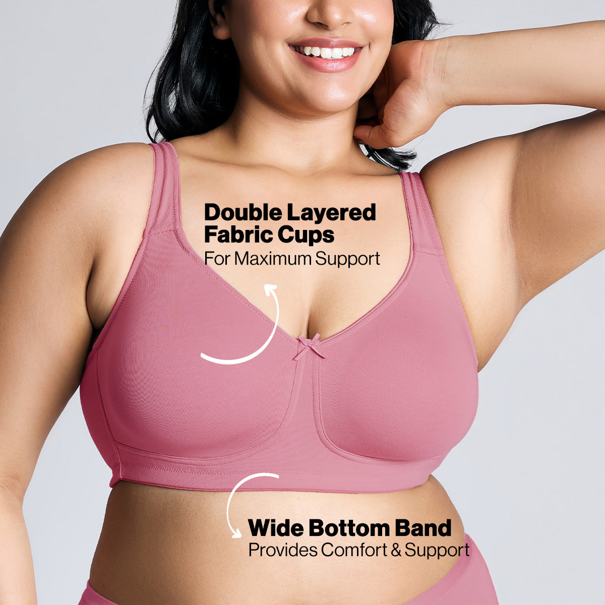 No Sweat Breast Separating Breathe Cotton Non Padded Non Wired Bra - NYB105 Blush