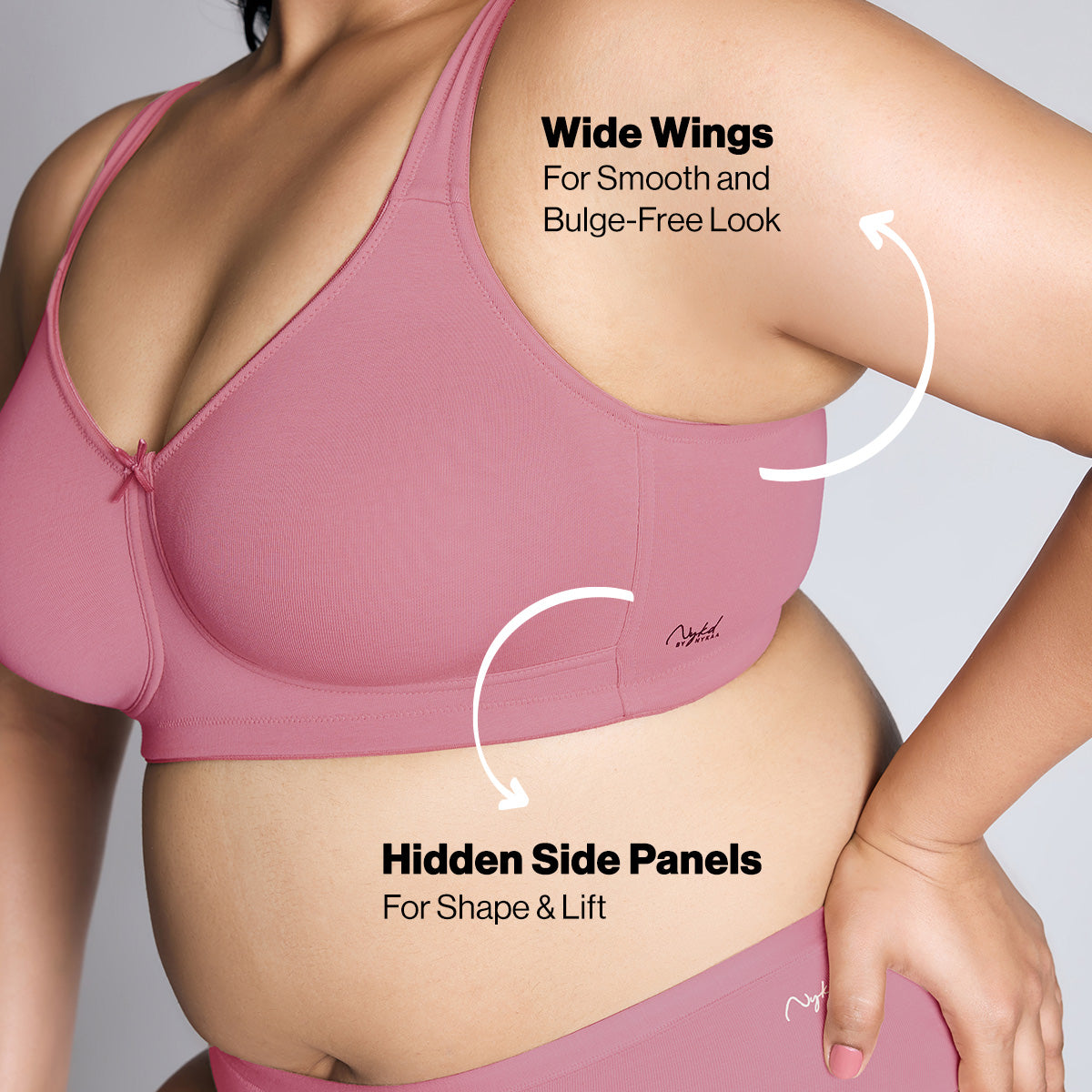 No Sweat Breast Separating Breathe Cotton Non Padded Non Wired Bra - NYB105 Blush
