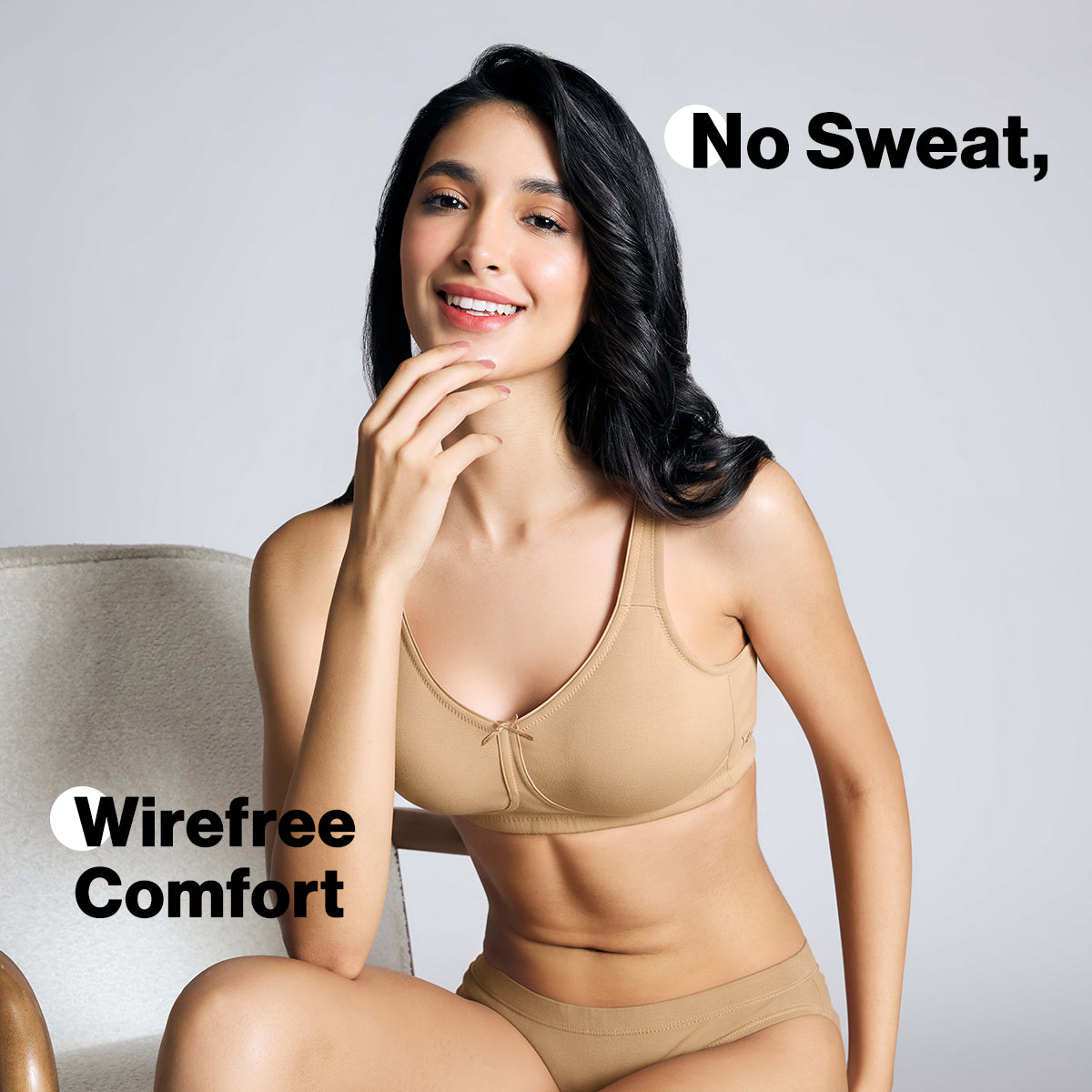 Nykd By Nykaa No Sweat Breast Separating Breathe Cotton Non Padded Non Wired Bra Nude NYB105