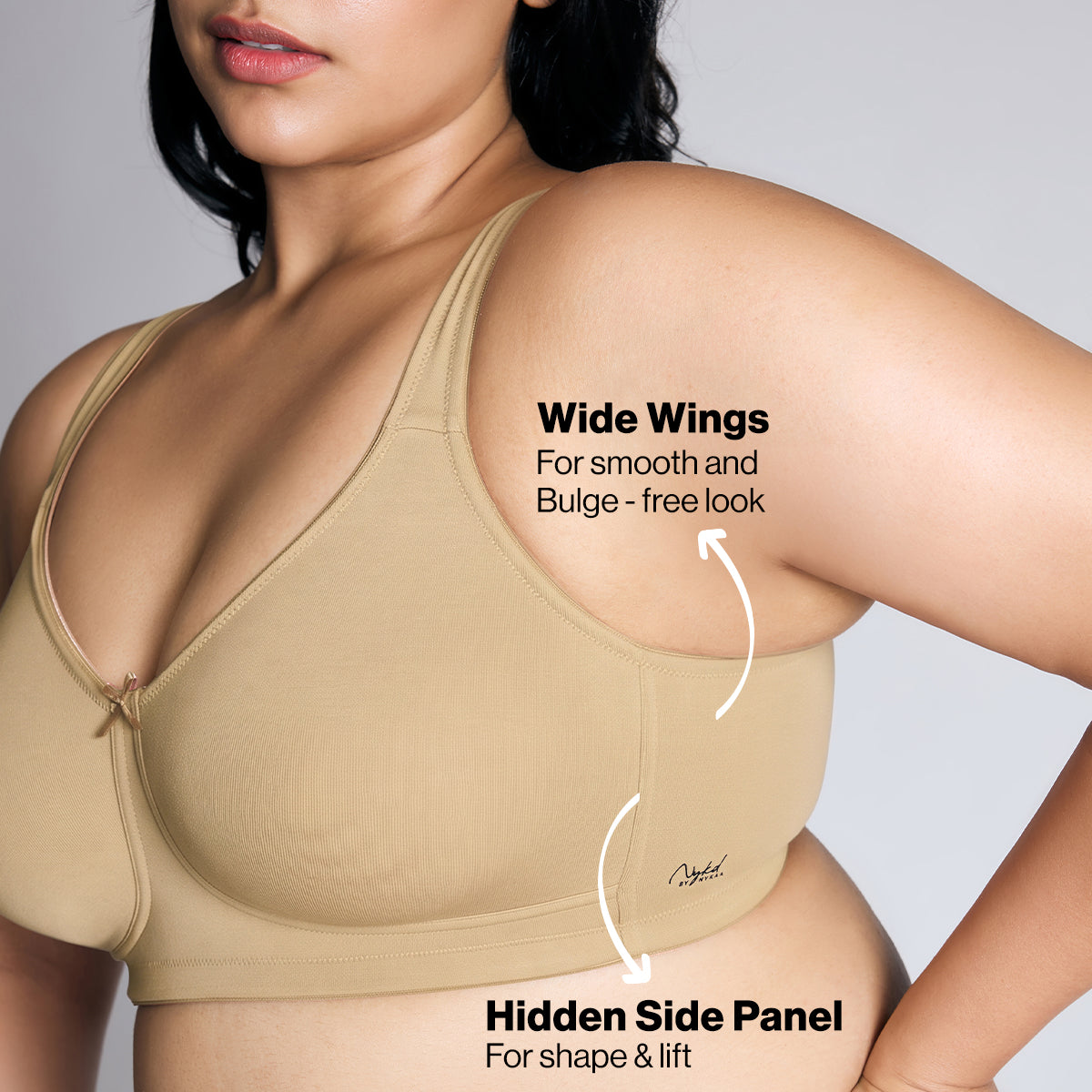 Nykd By Nykaa No Sweat Breast Separating Breathe Cotton Non Padded Non Wired Bra Nude NYB105
