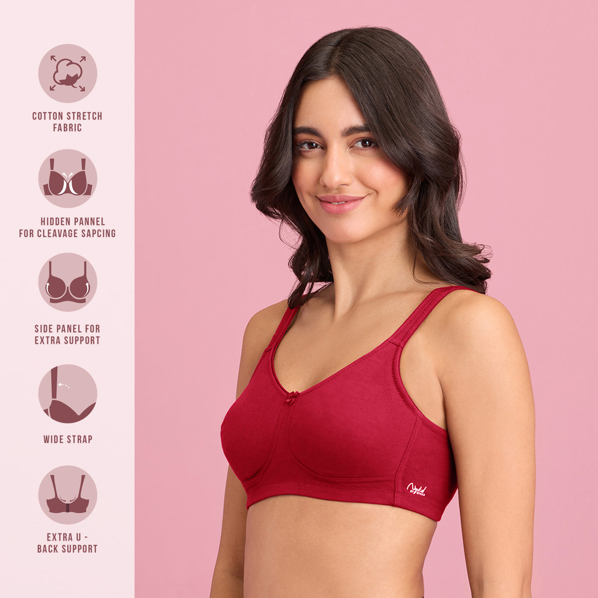 Nykd By Nykaa Flawless Me Breast Separator Bra-Red-NYB105