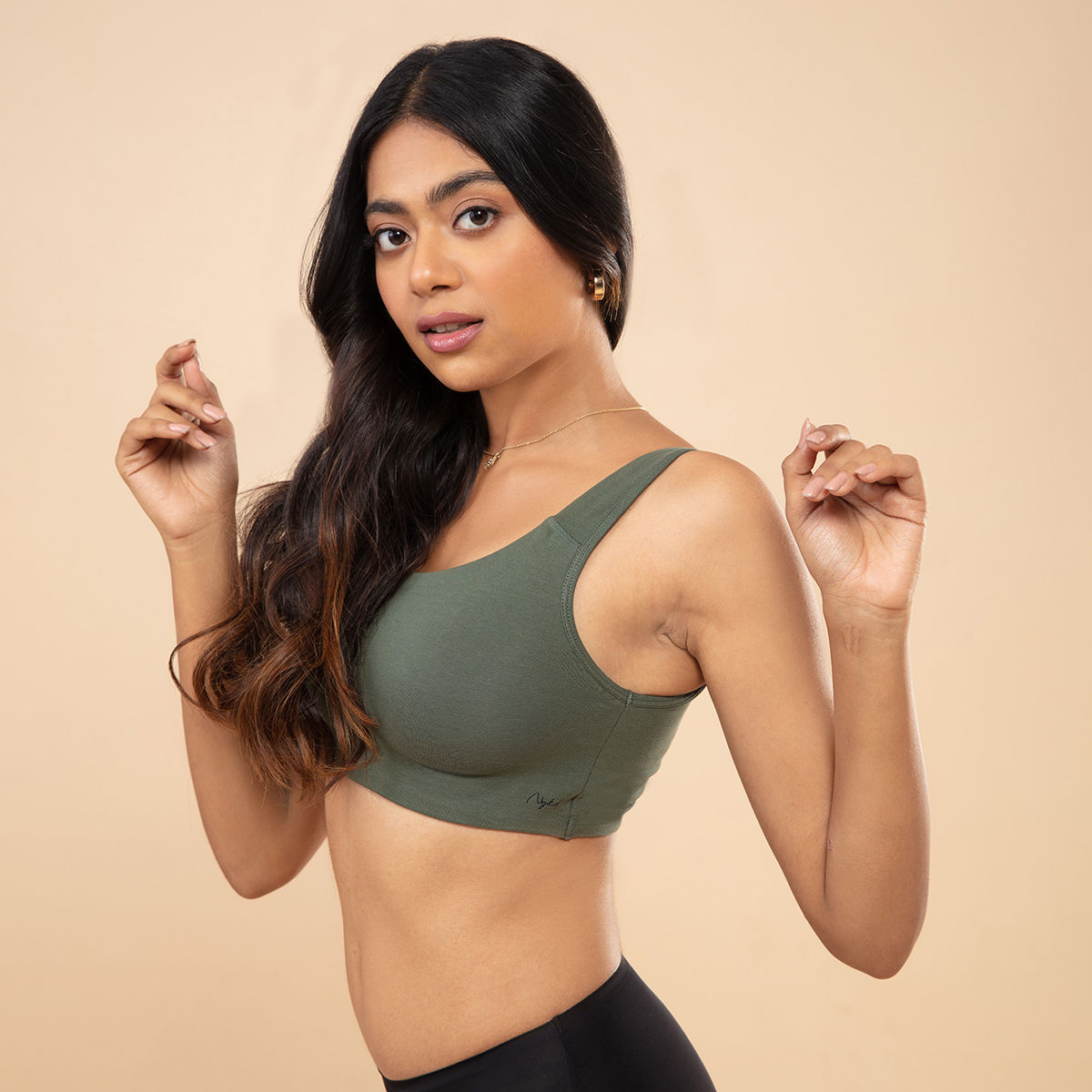 Soft cup easy-peasy slip-on bra with Full coverage-NYB113-Bettle green