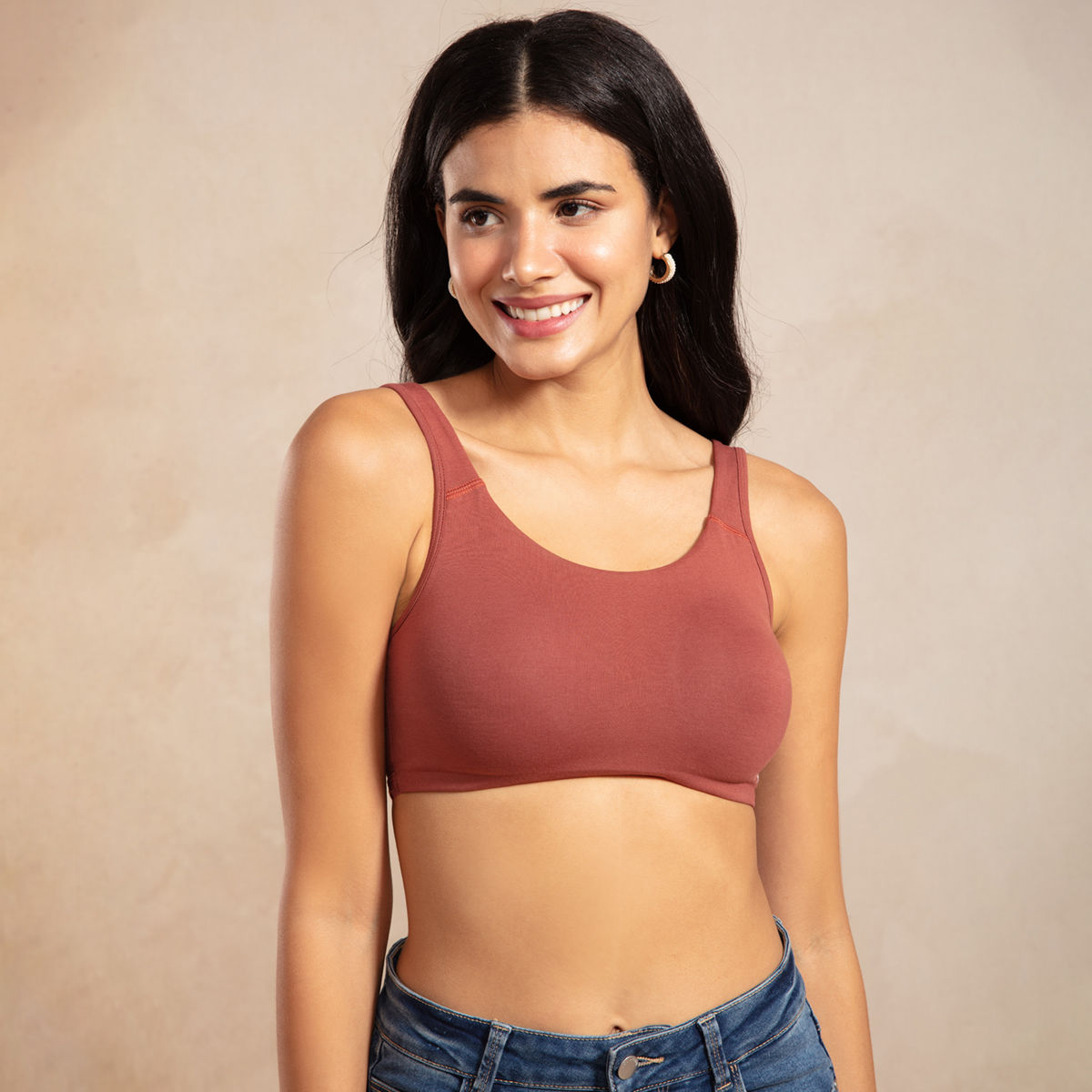 Soft Cup Easy-Peasy Slip-on Bra with Full Coverage-NYB113-Rust