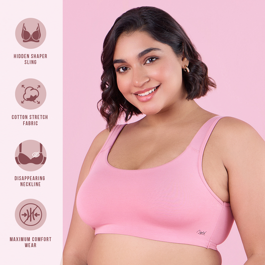 Nykd by Nykaa Soft Cup Easy-Peasy Slip-On Bra With Full Coverage-S.Pin