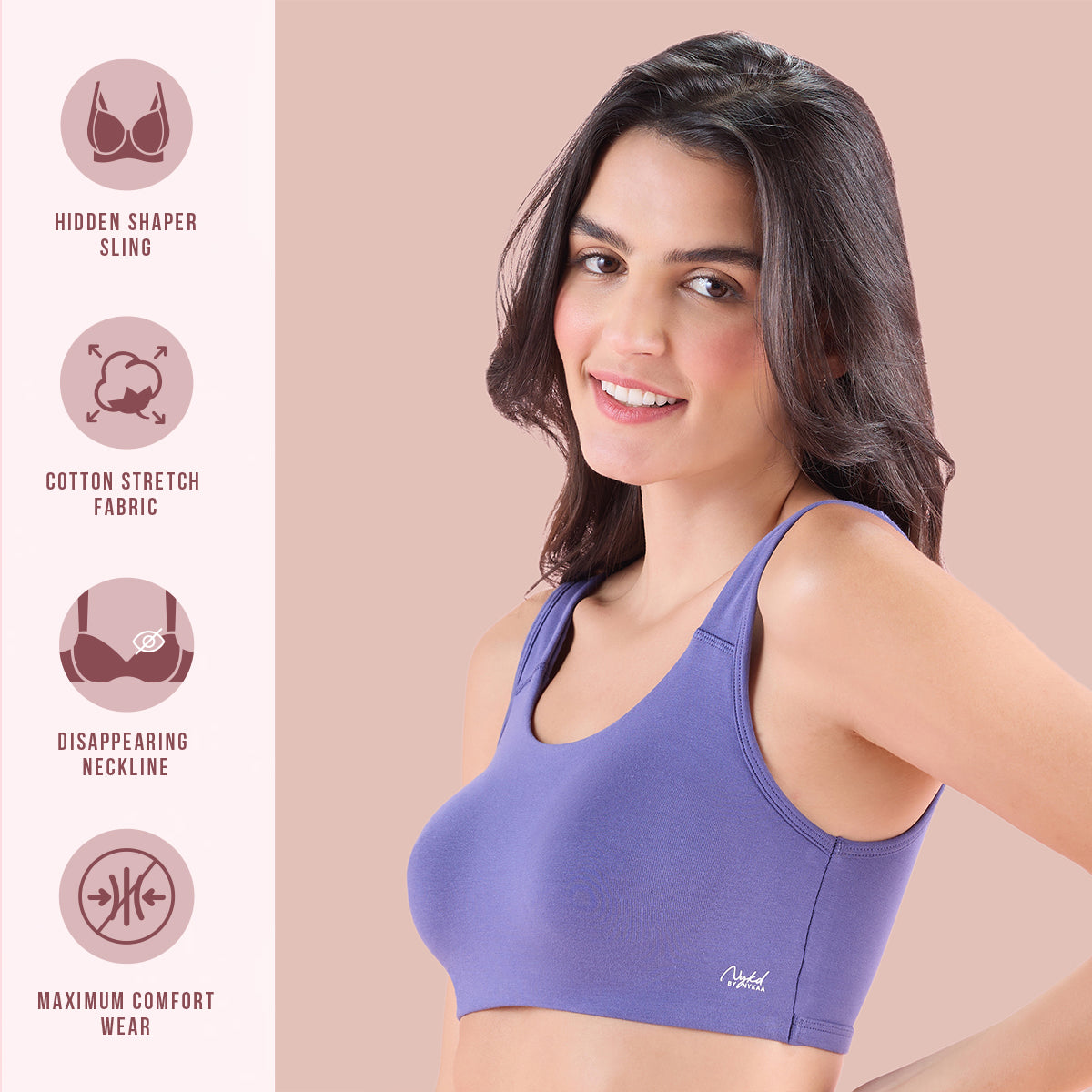 Nykd by Nykaa Soft Cup Easy-Peasy Slip-On Bra With Full Coverage-D Purple-NYB113