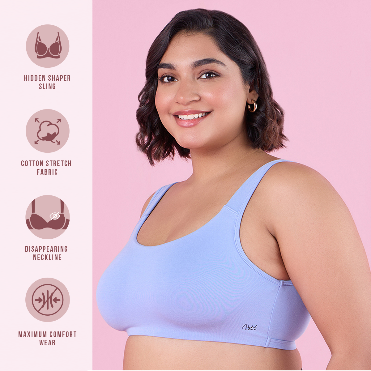 Nykd by Nykaa  Soft Cup Easy-Peasy Slip-On Bra With Full Coverage-NYB113-H Blue