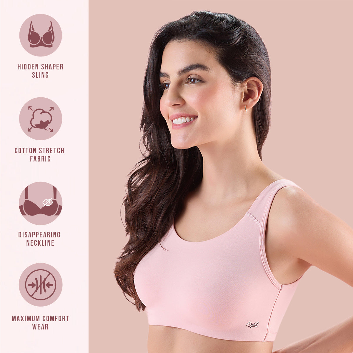 Nykd by Nykaa Soft Cup Easy-Peasy Slip-On Bra With Full Coverage-S.Pink-NYB113