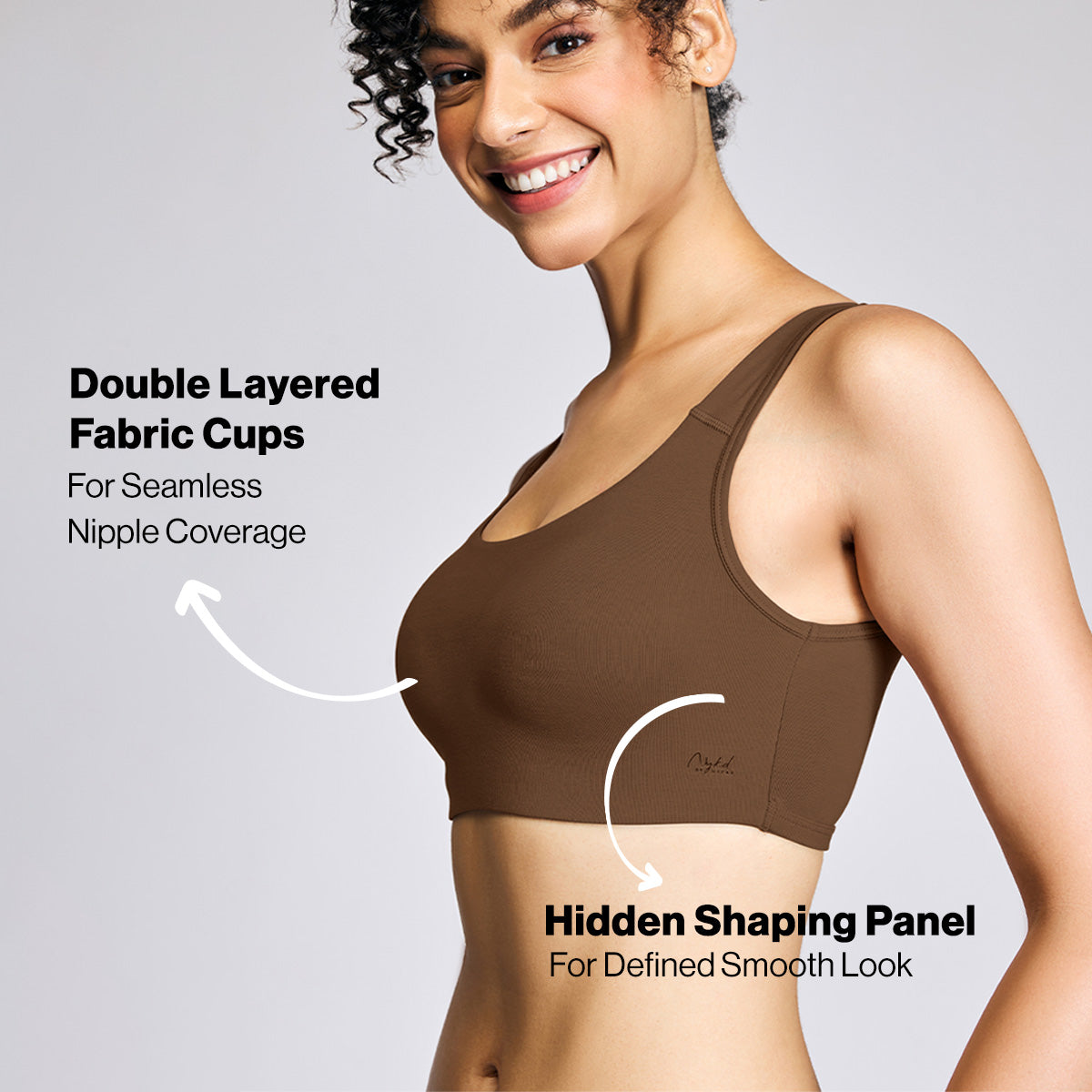 Nykd by Nykaa Soft Cup Easy  Peasy Slip-on Bra with Full Coverage NYB113 T Brown