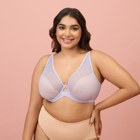 Nykd by Nykaa Textured Lace Non Padded Wired Bra NYB140- Purple