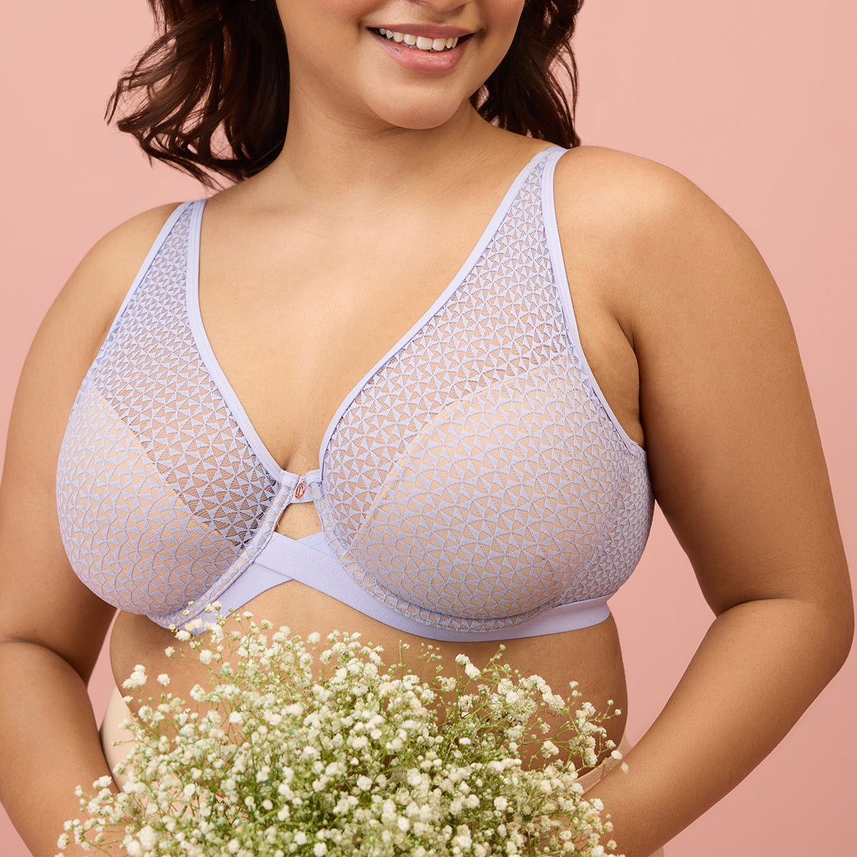 Nykd by Nykaa Textured Lace Non Padded Wired Bra NYB140- Mauve