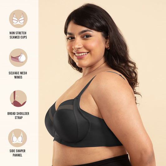 Nykd By Nykaa Super Support Infinity Mesh Non Padded Bra-NYB150 Black