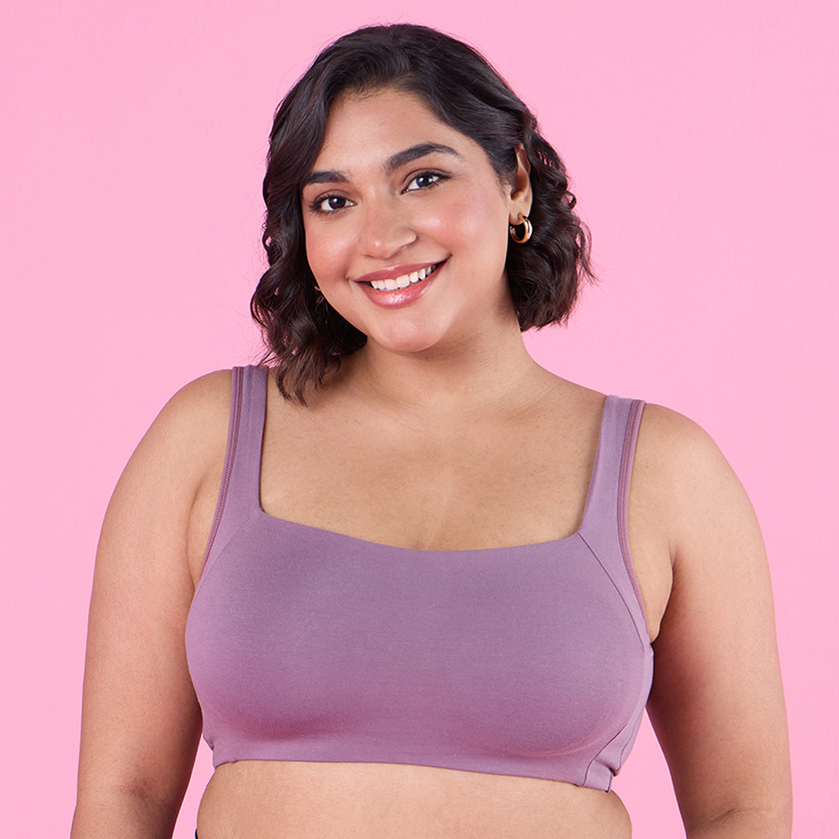 Trendy Square Neckline Slip on Bra with full coverage - NYB158 - D mauve