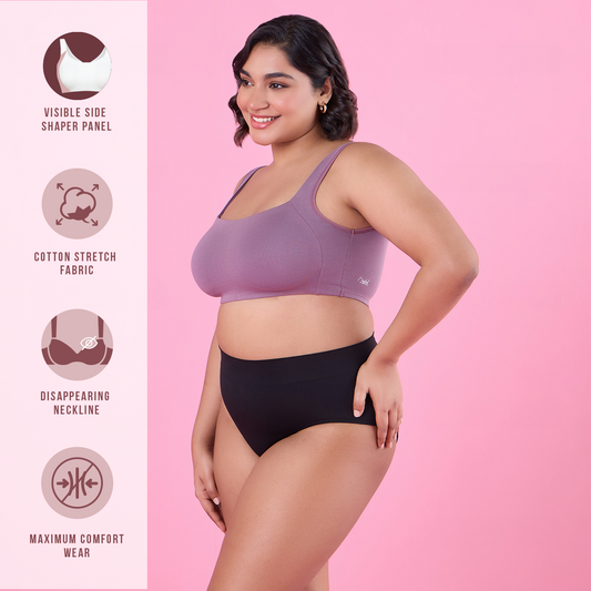 Nykd by Nykaa Trendy Square Neckline Slip on Bra with full coverage - NYB158 - D mauve